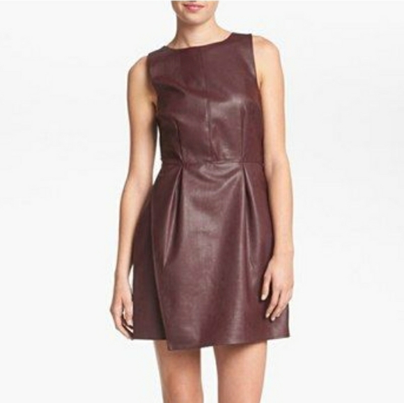 Tildon Maroon Faux Leather Dress - Picture 1 of 7